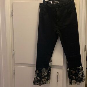 Black jeans with lace trim